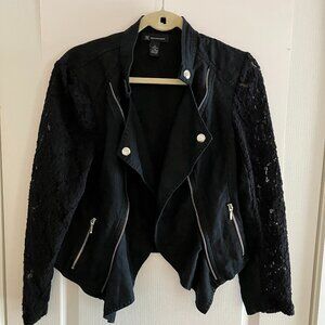 INC International Black Women's Blazer - Size Large - Lace on Sleeves